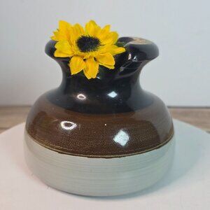 Vintage Ceramic Insulator Vase With Yellow Flower Décor